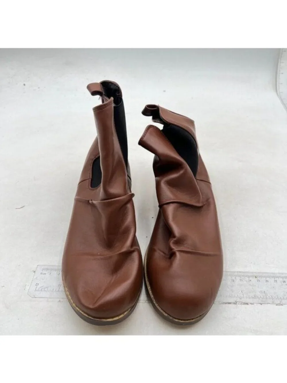 Women's Low Heel Ankle Boots Fashion Slip On Elastic Fall Booties Shoes Brown